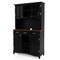 Multi-functional Black Kitchen Buffet Sideboard with Tempered Glass Doors Adjustable Shelves and Wine Storage
